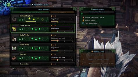 monster hunter full research level.